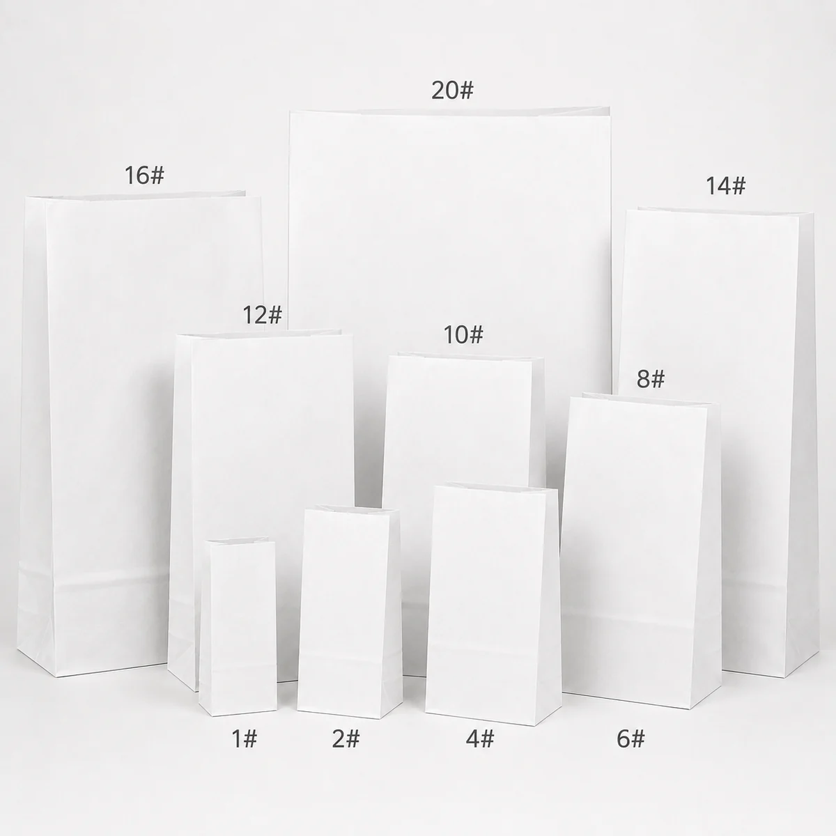 White SOS Paper Bag Size Range wholesale food packaging product