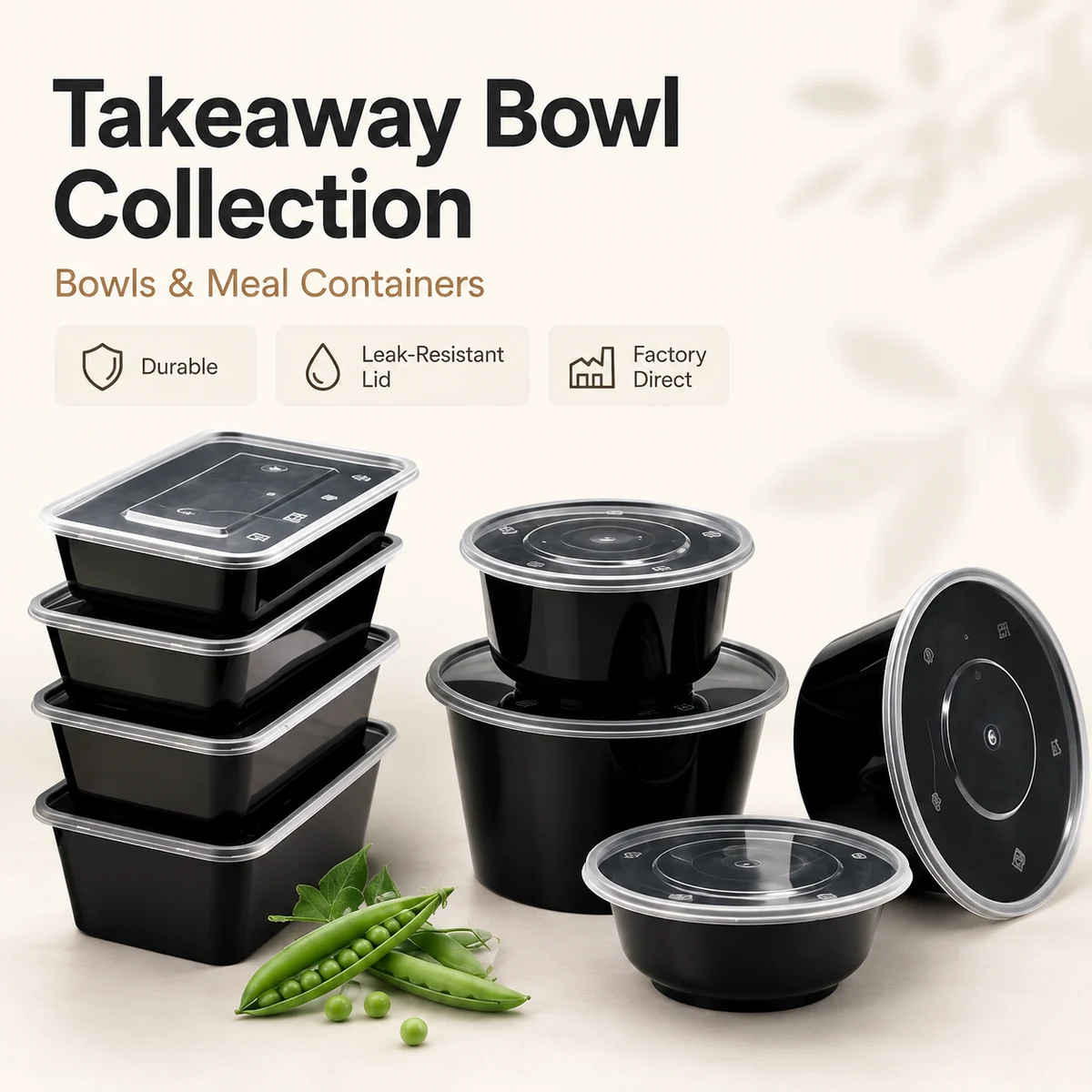 Black Takeaway Bowl Collection wholesale food packaging product