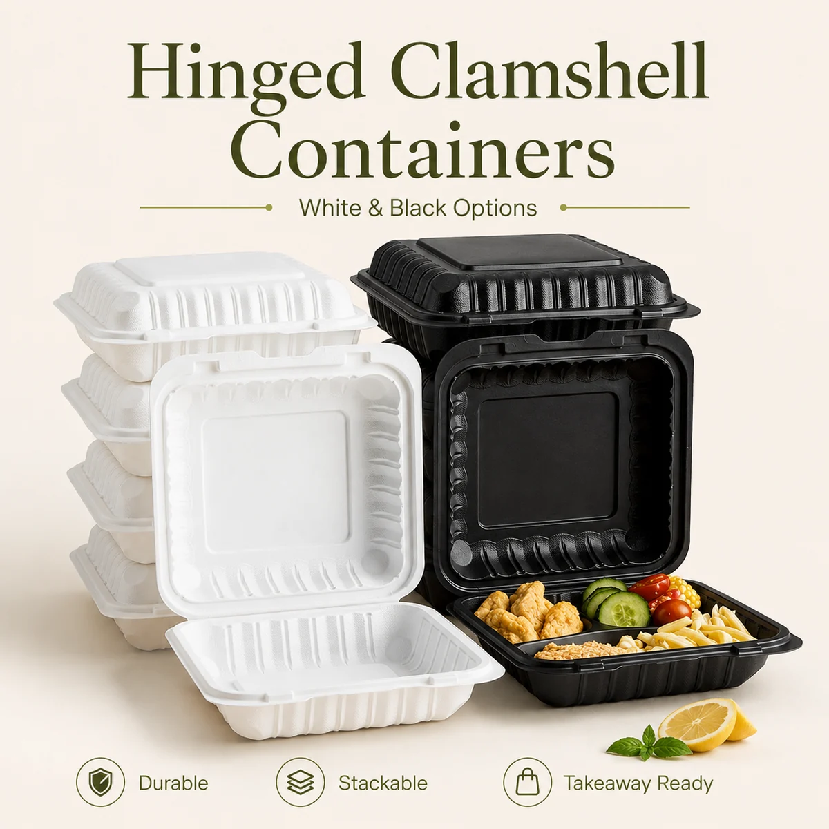 Hinged Plastic Clamshell Containers product photo