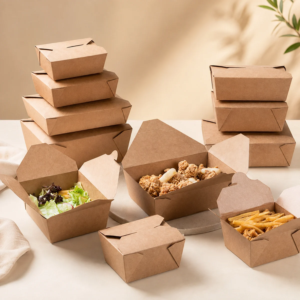 Kraft Open Top Takeaway Boxes wholesale food packaging product
