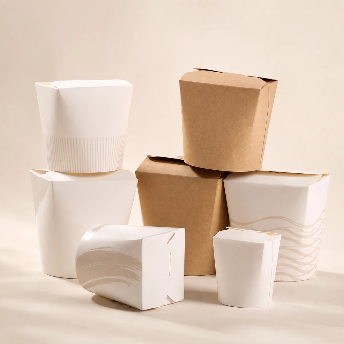White and Kraft Paper Food Tubs wholesale food packaging product