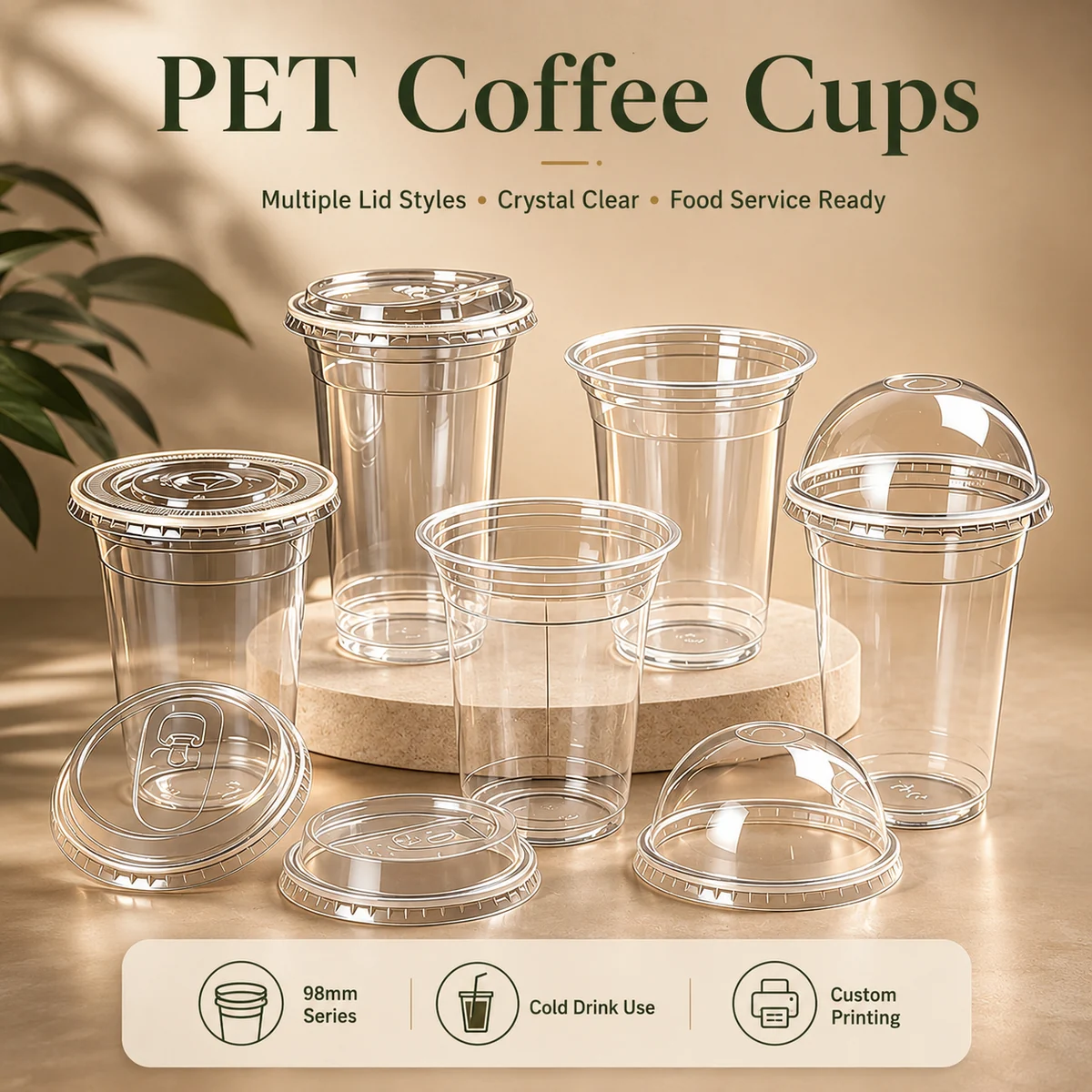 PET Coffee Cups with Lids wholesale food packaging product