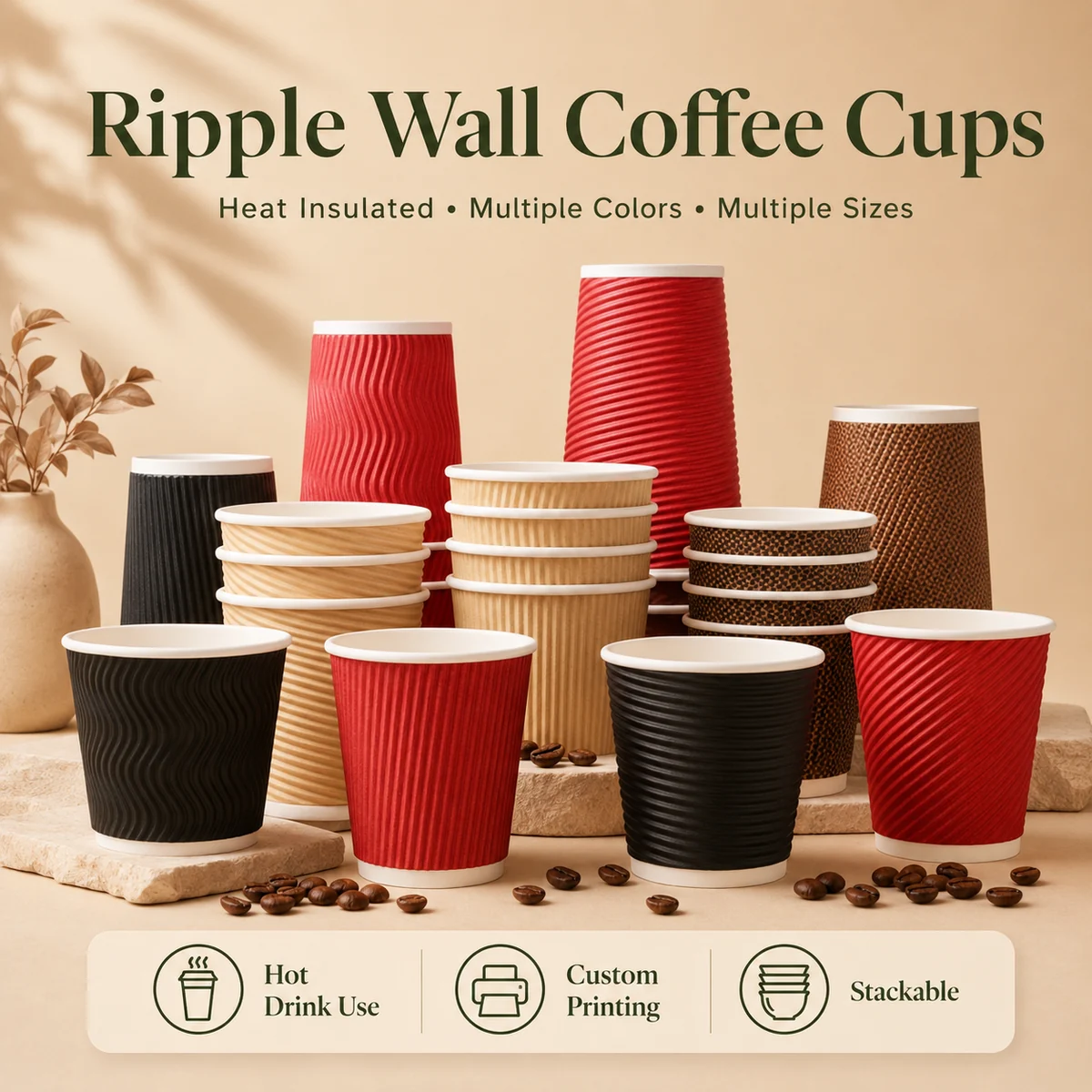 Ripple Wall Coffee Cups product photo