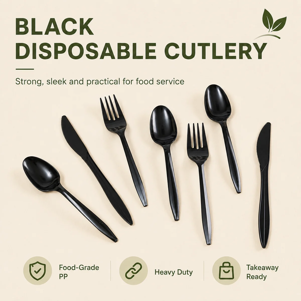 Black Disposable Cutlery product photo