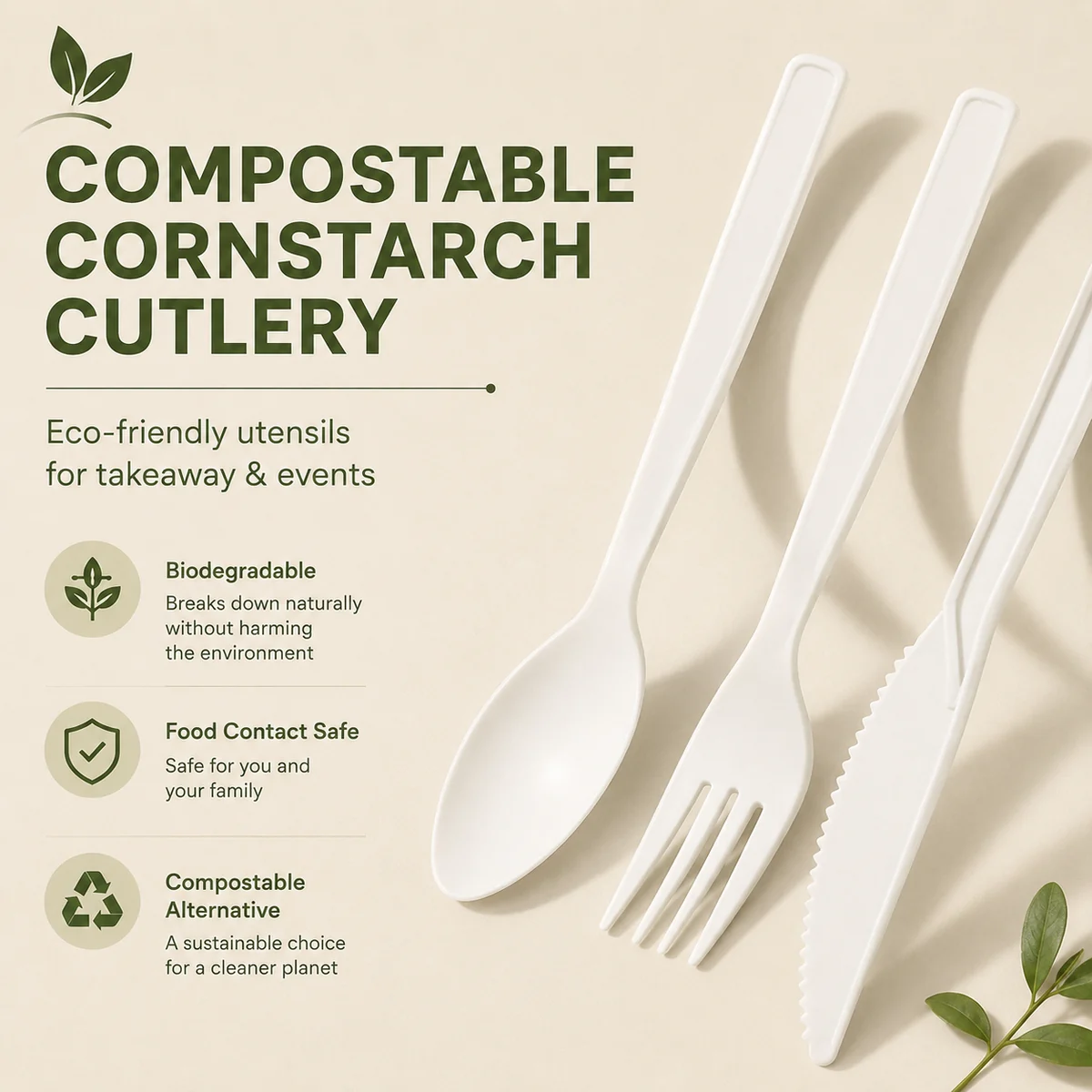 Compostable Cornstarch Cutlery product photo