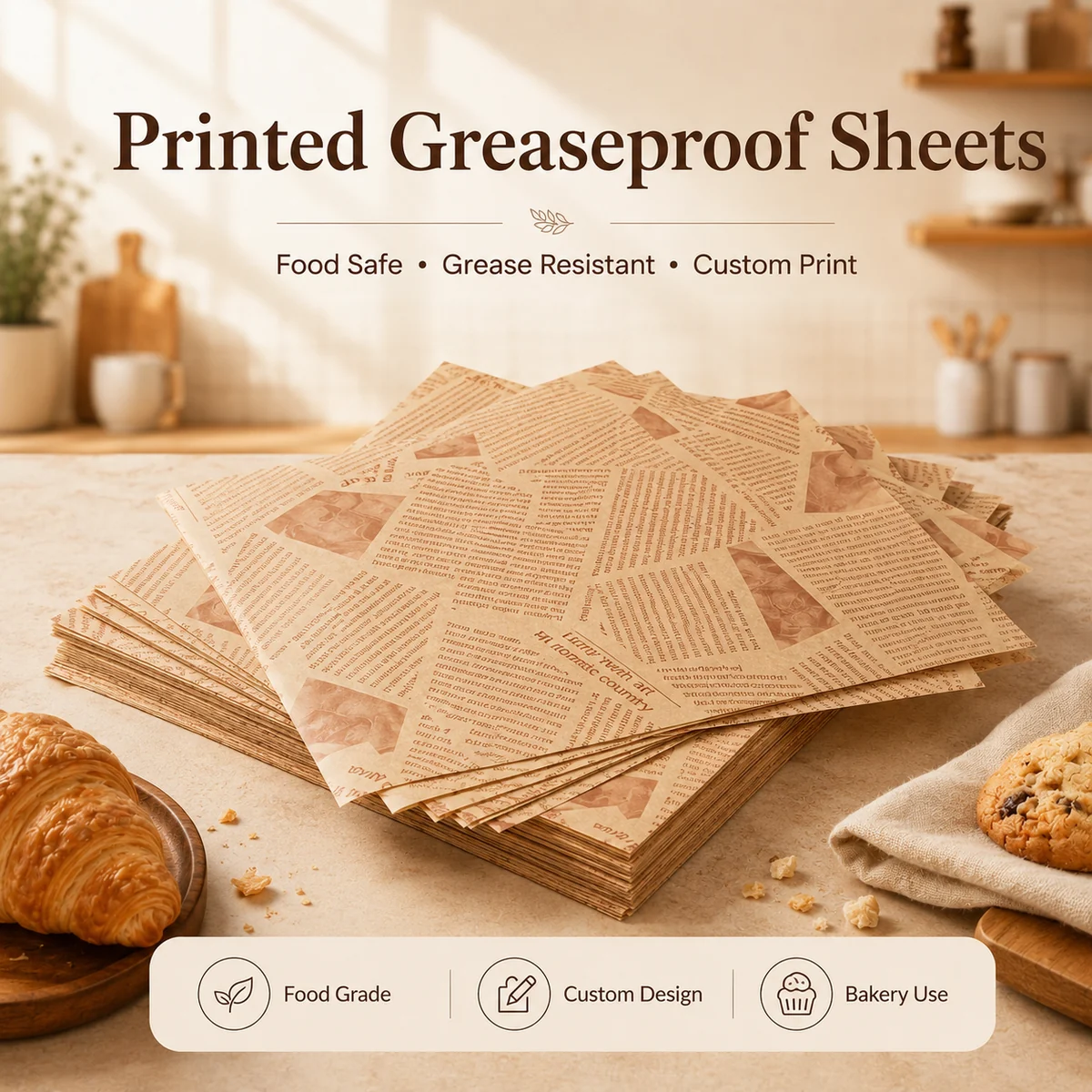 Printed Greaseproof Sheets wholesale food packaging product