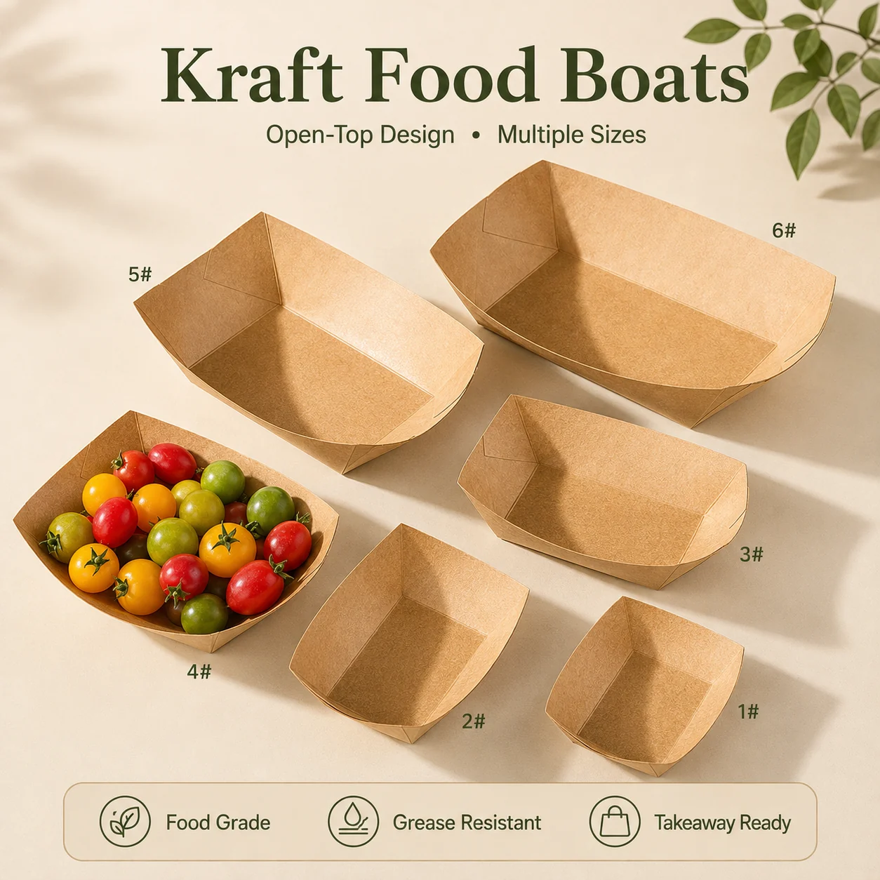 Kraft Paper Food Boats wholesale food packaging product